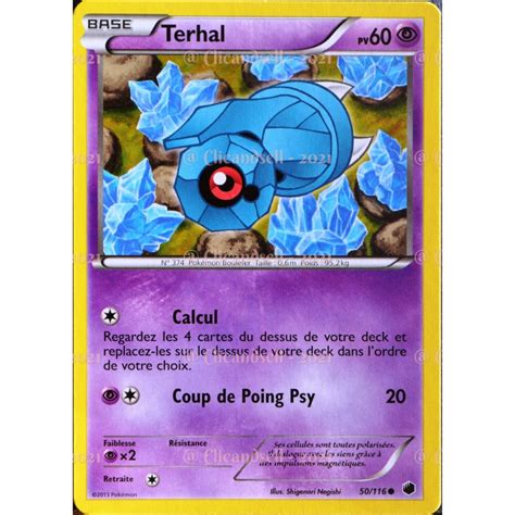 carte Pokémon Terhal 60 PV 50 116 GLACIATION PLASMA NEUF FR CLICANDSELL