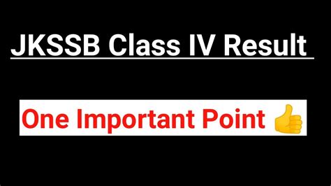 Jkssb Class Iv Result Important Update For All The Students Youtube