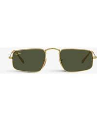 Ray Ban Rb Emy Rectangular Frame Metal Sunglasses In Green Lyst Uk