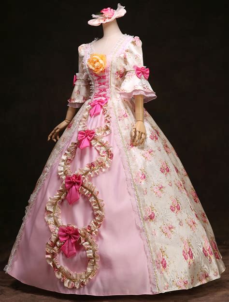 Victorian Dress Costume Women S Royal Rococo Ball Gown Pink Floral