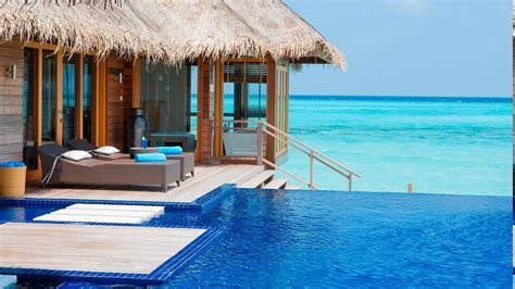 Wallpaper 1366x768 Px Beach Bungalow Landscape Luxury Maldives