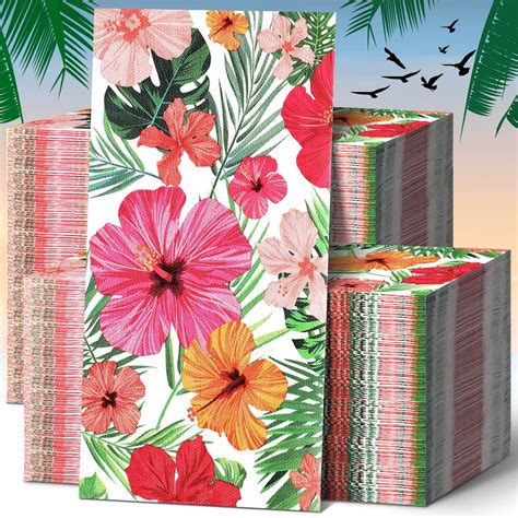 Amazon Hotop 200 Pcs Hawaiian Tropical Napkins Guest Luau Napkins