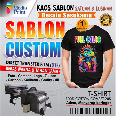 Jual Baju Kaos Sablon Custom Satuan Murah Sablon Cepat Kaos Pria Wanita