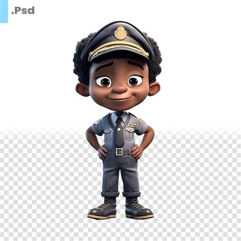 Renderização 3d de um menino fantasia de policial em fundo branco