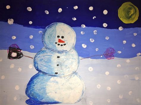 Art- It's Made To Be Seen: 3rd Grade Snowmen At Night