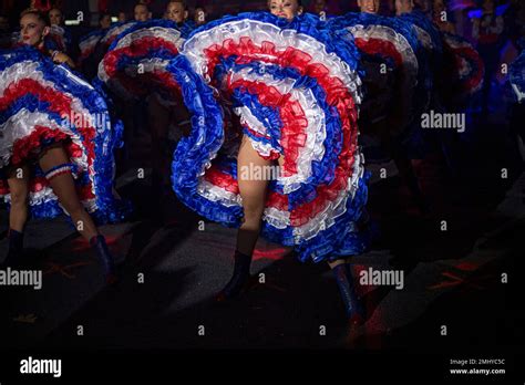 Moulin Rouge Dancers Perform At The 130th Anniversary Le Moulin Rouge