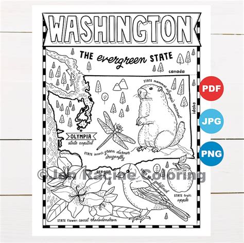 Washington State Map Coloring Page Coloring Pages