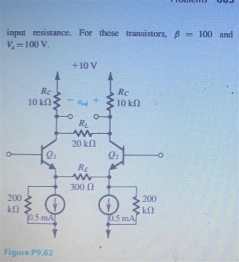 Solved For The Differential Amplifier Shown In Fig Chegg