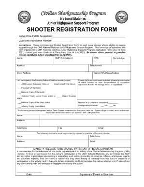 Fillable Online Shooter Registration Form Fax Email Print Pdffiller