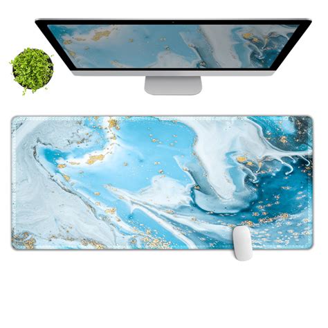 Blue Gold Marble Rubber Gaming Mouse Pad Mouse Pad And Computer