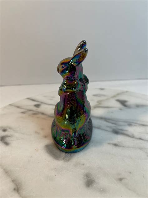 Vintage Fenton Amethyst Carnival Glass Bunny Rabbit Etsy