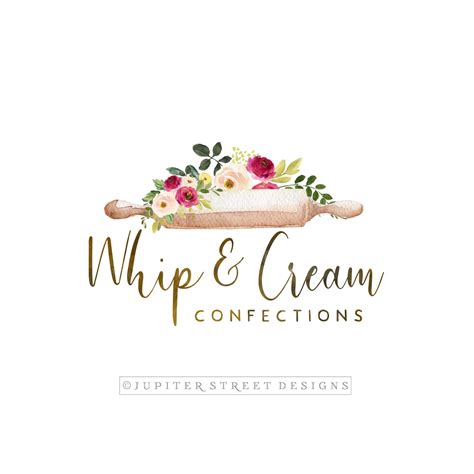 Baking Logo Rolling Pin Logo Cake Logo Flower Logo Premade Etsy In