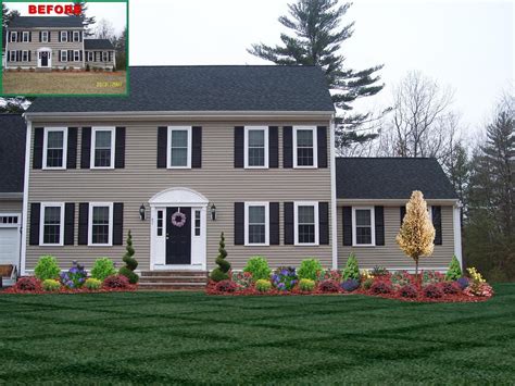 Front Yard Landscape Design Ma Colonial Home Landscaping Front Yard