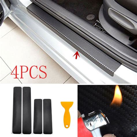 X Car Door Plate Sill Scuff Cover Anti Scratch Sticker Carbon Fiber