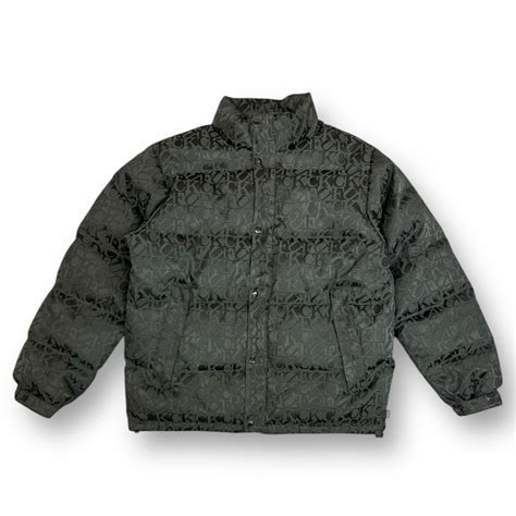 国内正規 Supreme 17AW Fuck Jacquard Puffy Jacket ファック ジャガード パフィー ジャケット 総柄 ダウン アウター ブルゾン シュプリーム ブラック