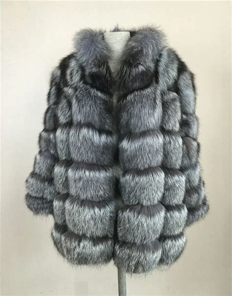 Liyafur Senhoras Novo Estilo Genu No Real Natural Silver Fox Fur