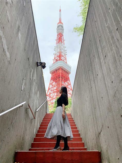 東京タワーと素敵な写真が撮れる階段 Triproud 紅葉 ポートレート 東京タワー 写真