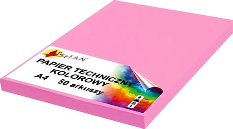 Shan Papier Techniczny A4 260G Różowy Landrynkowy 50 Arkuszy Ceny i