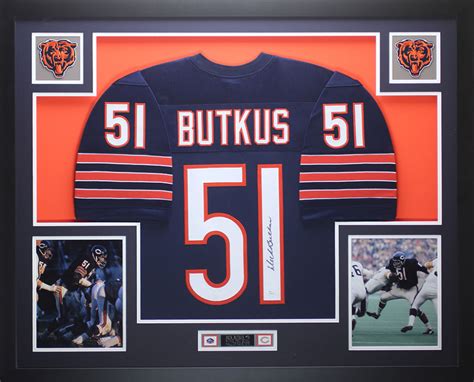 Dick Butkus Signed 35x43 Custom Framed Jersey Display Jsa Coa