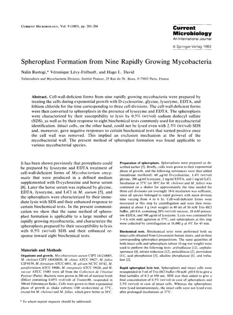 (PDF) Spheroplast formation from nine rapidly growing mycobacteria