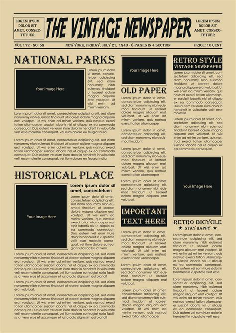 Newspaper Pages In Vintage Retro Editable Newspaper 10754108 Vector Art At Vecteezy