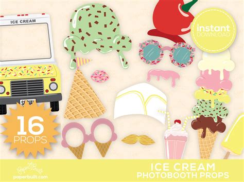 Ice Cream Photo Booth Props Photobooth Foto By PaperBuiltShop