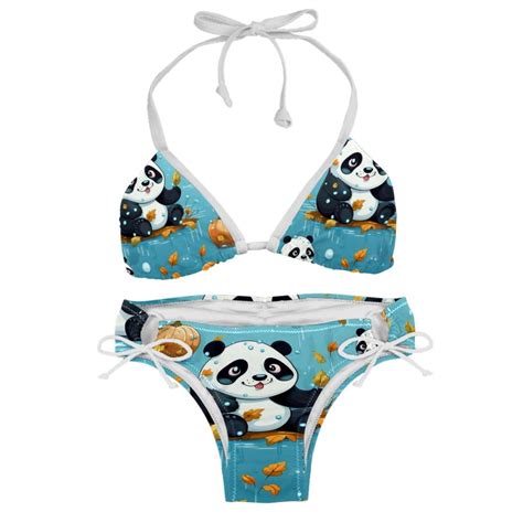 Panda Women S Detachable Sponge Adjustable Strap Bikini Set Swimsuit