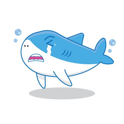 Cute Crying Shark Illustration Vector Stock Vector Art At Vecteezy