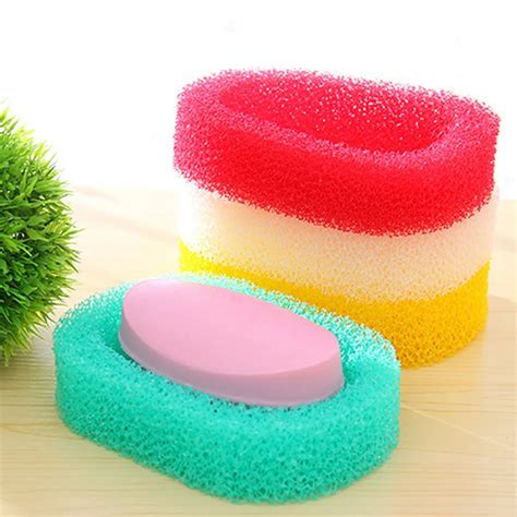 4pcs Sponge Soap Holder Box Creative Drain Soap Box Tray Bathroom