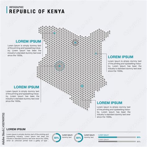 Kenya Country Map Infographics Vector With Pointer Marks And Circle