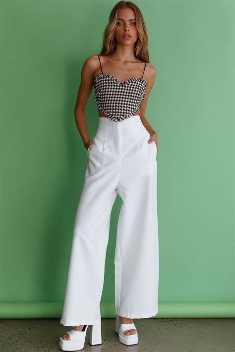 Shop The Starke High Waist Wide Leg Pants White Selfie Leslie