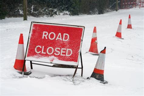 Road Closed sign in Snow stock photo. Image of shut - 113157304