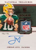 Jordan Love 2020 National Treasures RGS JL Rookie Gloves Signatures