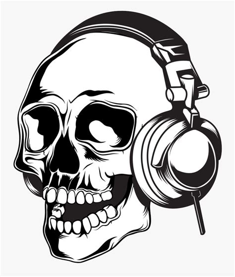 Clip Art Skull Wearing Headphones Skull With Headphones Transparent