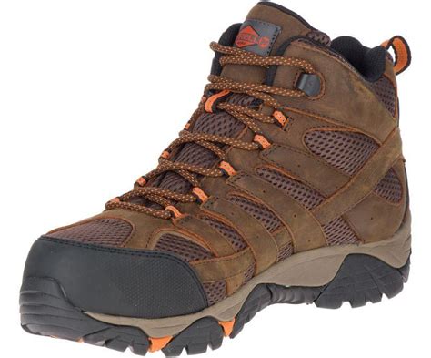 Merrell Mens Moab Vertex Mid Waterproof Comp Toe Work Boot Clay Brown Wide Boots Work Boots