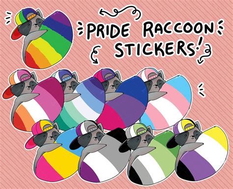 Pride Lgbtq Trash Panda Raccoon Stickers Lesbian Gay Bi Etsy