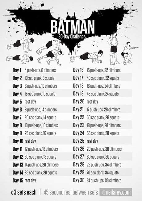 Batman workout challenge - Superhero | Workout challenge, Batman workout, 30 day workout challenge