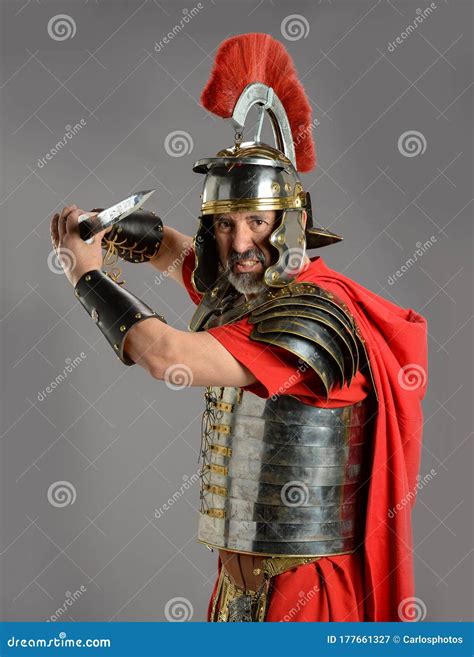 Roman Soldier Holding A Sword Stock Image Image Of Spartan Armor