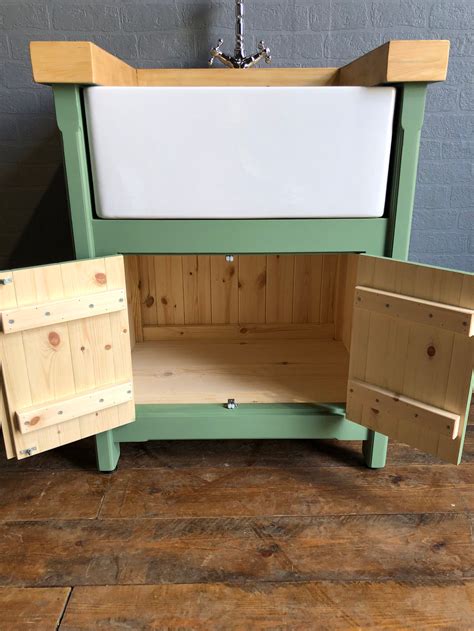 Freestanding Belfast Butler Sink Unit With Pine Top Handmade Kitchen