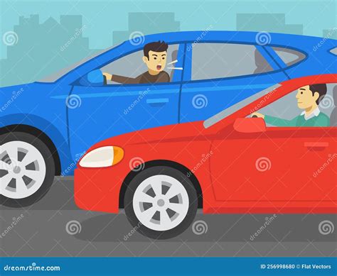 Angry Car Drivers In Traffic Jam Or Congestion Vector Cartoon Stick