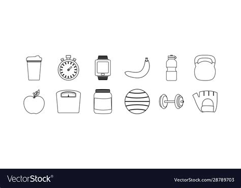 Isolated Healthy Lifestyle Icon Set Design Vector Image