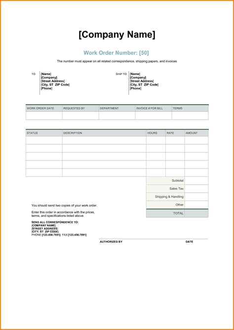 Work Hours Invoice Template