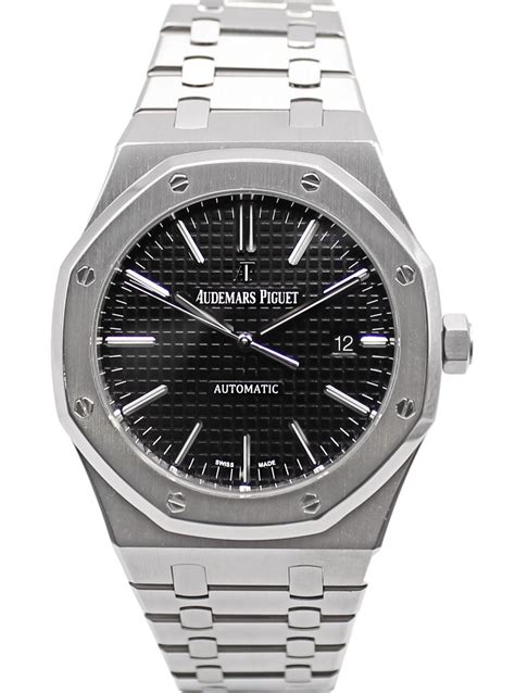 Audemars Piguet Royal Oak Black Dial Stainless Steel Mm St Oo