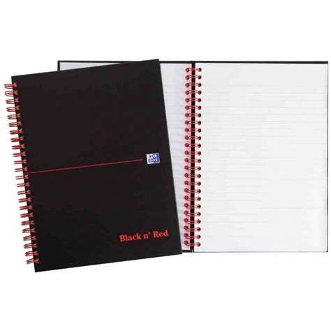 OXFORD Cahier Black n Red Spiralé 140 pages ligné 7mm marge format 14