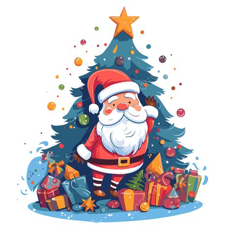 Christmas Tree With Presents And Santa Clip Art