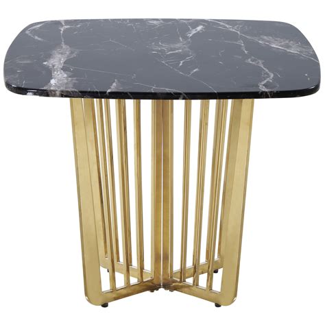 SOLDES Table D Appoint Design Avec Plateau En Marbre Noir Et