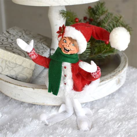 In Poinsettia Elf Annalee Dolls