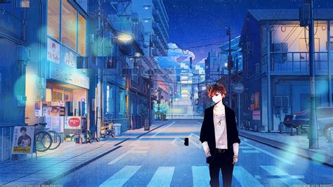 Anime Boyy-night Walkingg by origate on DeviantArt