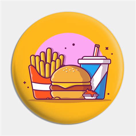 Burger French Fries And Soft Drink Cartoon Vector Icon Illustration 2