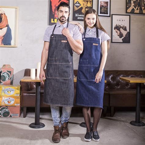 Khaki Canvas And Leather Coffee Barista Apron Denim Apron Chef Apron